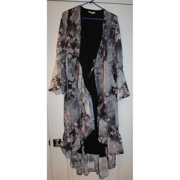 Bar III Floral Abstract Belted Ruffle Design 3/4 Sleeve Women's Dress Size Small - Picture 1 of 14